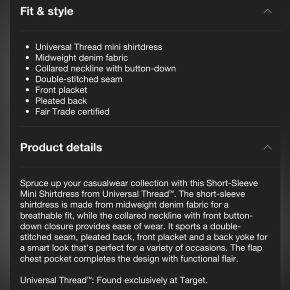 Target Universal Thread Denim Shirt Dress size Small - Picture 2 of 6